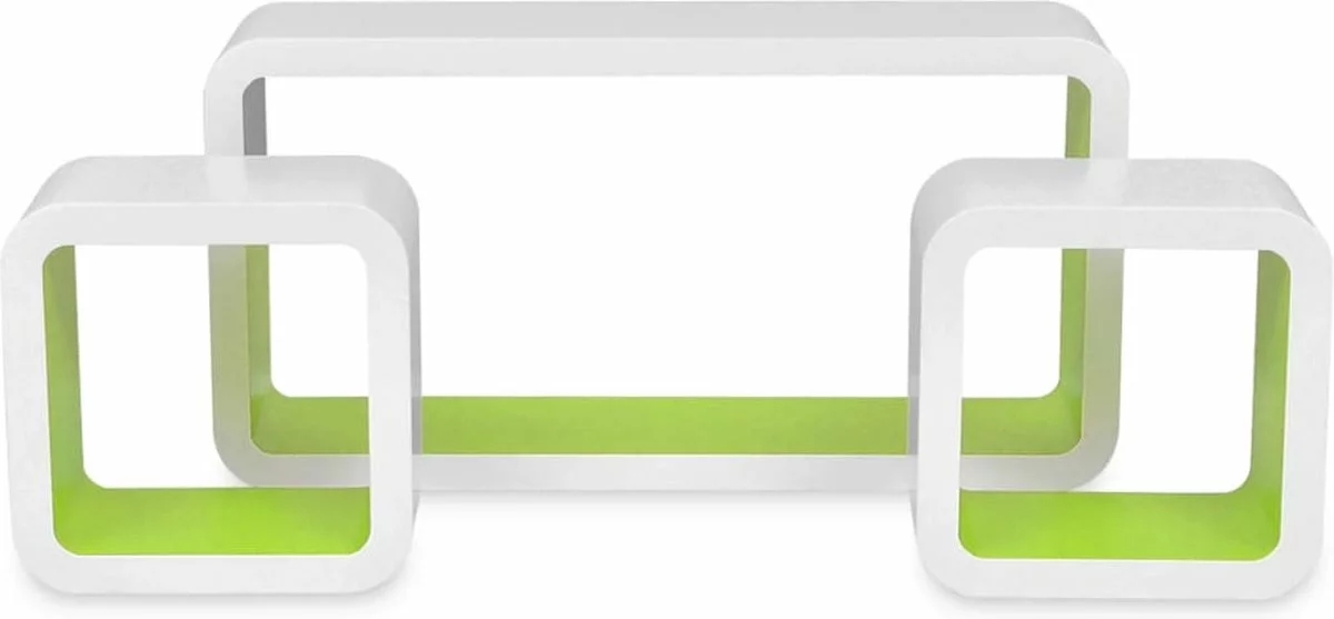 Furniture Limited - Wandplanken Kubus 6 St Wit En Groen 8 Furniture Limited - Wandplanken Kubus 6 St Wit En Groen - Afbeelding 6