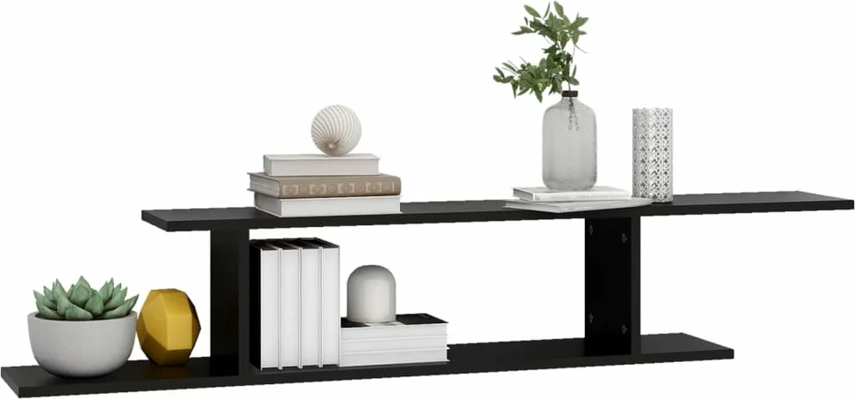 Furniture Limited - Tv-wandschap 125x18x23 Cm Spaanplaat Zwart 8 Furniture Limited - Tv-wandschap 125x18x23 Cm Spaanplaat Zwart - Afbeelding 6