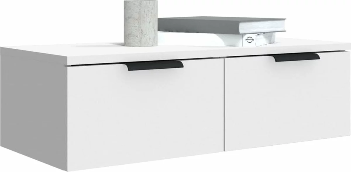 Furniture Limited - Wandkast 68x30x20 Cm Bewerkt Hout Wit 4 Furniture Limited - Wandkast 68x30x20 Cm Bewerkt Hout Wit - Afbeelding 2