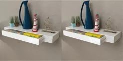 Furniture Limited - Wandplanken Zwevend Met Lades 2 St 80 Cm Wit