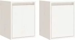 Furniture Limited - Wandkasten 2 St 30x30x40 Cm Massief Grenenhout Wit