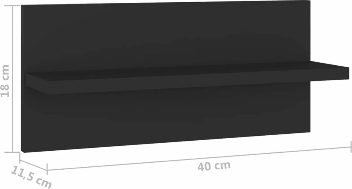Furniture Limited - Wandschappen 4 St 40x11,5x18 Cm Spaanplaat Zwart 5 Furniture Limited - Wandschappen 4 St 40x11,5x18 Cm Spaanplaat Zwart - Afbeelding 3