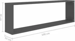 Furniture Limited - Wandschappen Kubus 6 St 100x15x30 Cm Spaanplaat Grijs -DECORATIE Winkel 1200x650