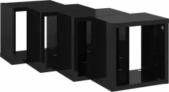 Furniture Limited - Wandschappen Kubus 4 St 22x15x22 Cm Hoogglans Zwart -DECORATIE Winkel 1200x655 3