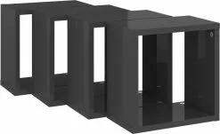 Furniture Limited - Wandschappen Kubus 4 St 26x15x26 Cm Hoogglans Grijs -DECORATIE Winkel 1200x734