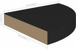 Furniture Limited - Hoekschap Zwevend 25x25x3,8 Cm MDF Zwart -DECORATIE Winkel 1200x769
