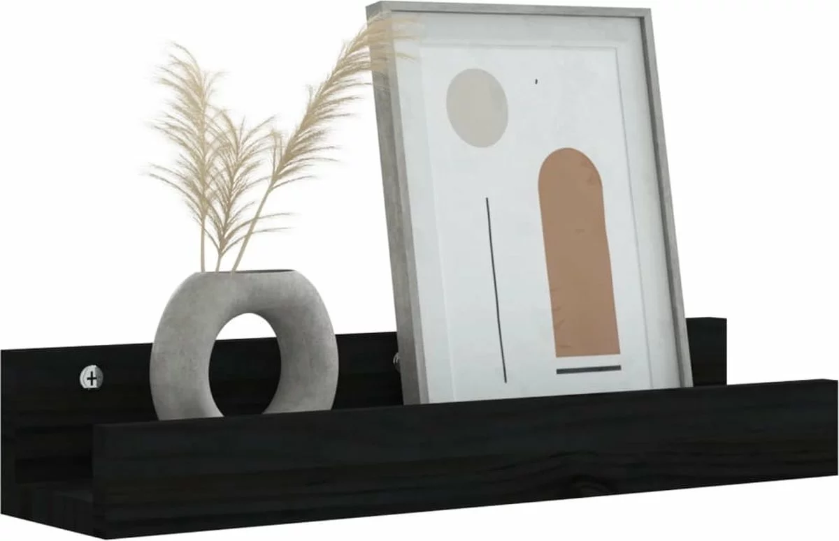 Furniture Limited - Wandschappen 2 St 50x12x9 Cm Massief Grenenhout Zwart 7 Furniture Limited - Wandschappen 2 St 50x12x9 Cm Massief Grenenhout Zwart - Afbeelding 5