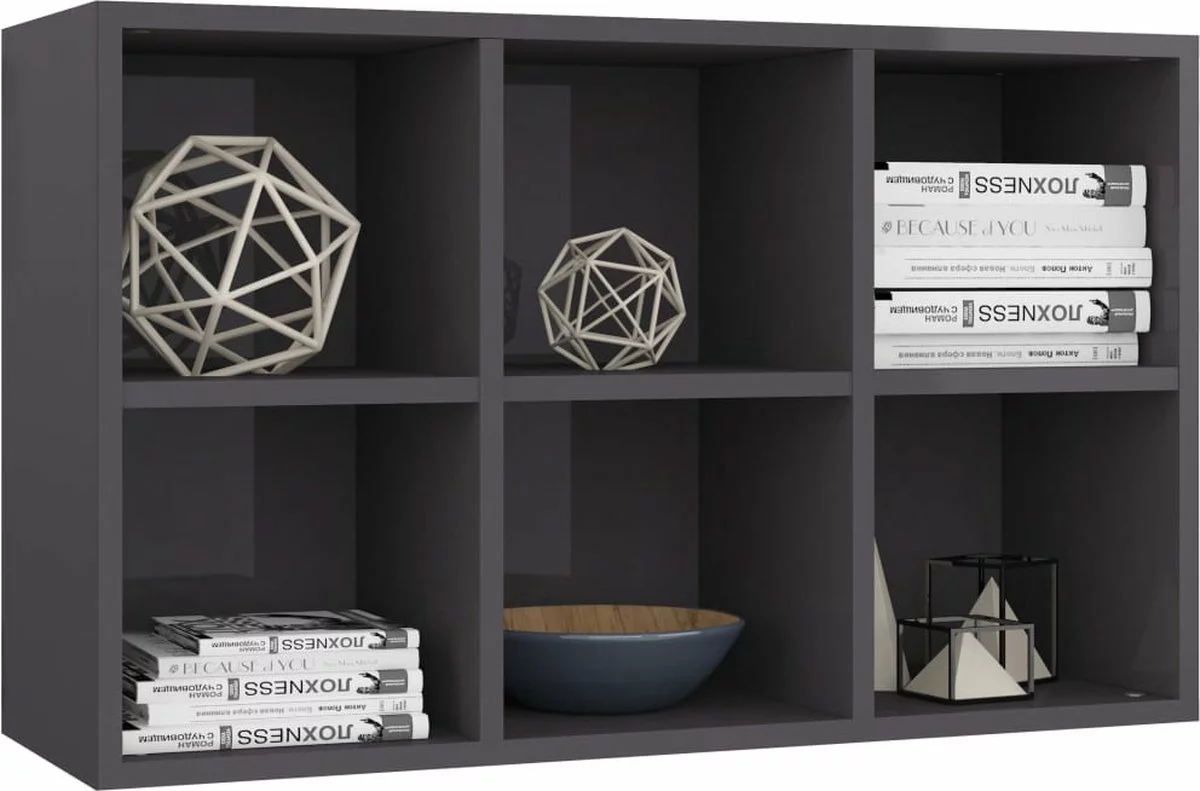 Furniture Limited - Boekenkast/dressoir 66x30x97,8 Cm Bewerkt Hout Hoogglans Grijs 5 Furniture Limited - Boekenkast/dressoir 66x30x97,8 Cm Bewerkt Hout Hoogglans Grijs - Afbeelding 3