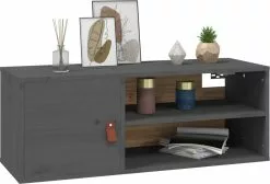 Furniture Limited - Wandkast 80x30x30 Cm Massief Grenenhout Grijs -DECORATIE Winkel 1200x818