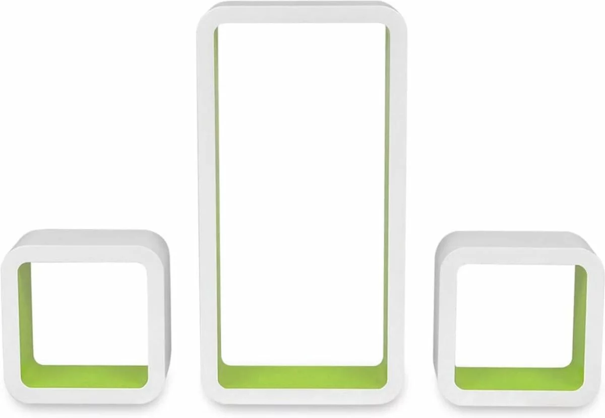 Furniture Limited - Wandplanken Kubus 6 St Wit En Groen 6 Furniture Limited - Wandplanken Kubus 6 St Wit En Groen - Afbeelding 4