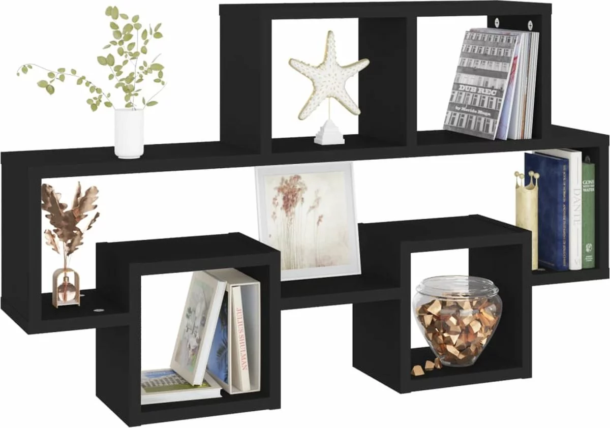 Furniture Limited - Wandschap Auto-vormig 82x15x51 Cm Bewerkt Hout Zwart 6 Furniture Limited - Wandschap Auto-vormig 82x15x51 Cm Bewerkt Hout Zwart - Afbeelding 4