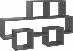 Furniture Limited - Wandschap Auto-vormig 82x15x51 Cm Spaanplaat Hoogglans Grijs -DECORATIE Winkel 1200x842