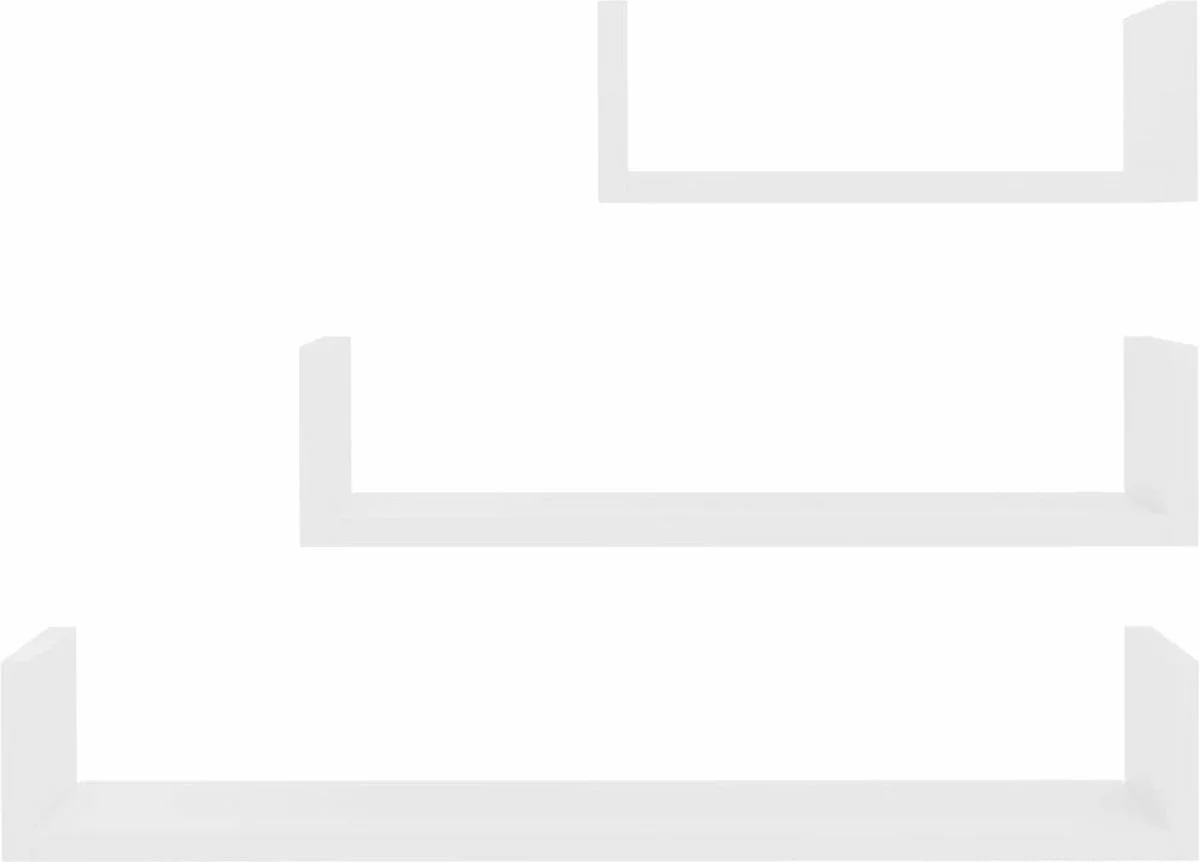 Furniture Limited - Wandschappen 3 St Bewerkt Hout Wit 4 Furniture Limited - Wandschappen 3 St Bewerkt Hout Wit - Afbeelding 2