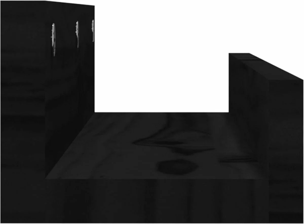 Furniture Limited - Wandschappen 2 St 50x12x9 Cm Massief Grenenhout Zwart 11 Furniture Limited - Wandschappen 2 St 50x12x9 Cm Massief Grenenhout Zwart - Afbeelding 9