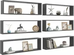 Furniture Limited - Wandschappen Kubus 6 St 100x15x30 Cm Spaanplaat Grijs -DECORATIE Winkel 1200x901 2