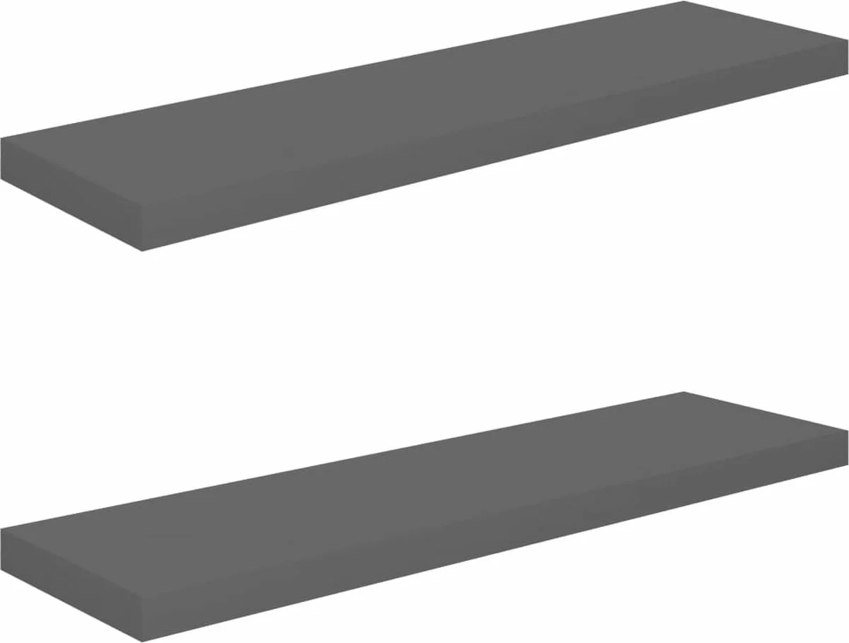 Furniture Limited - Wandschappen Zwevend 2 St 90x23,5x3,8 Cm MDF Hoogglans Grijs 3 Furniture Limited - Wandschappen Zwevend 2 St 90x23,5x3,8 Cm MDF Hoogglans Grijs