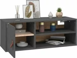 Furniture Limited - Wandkast 80x30x30 Cm Massief Grenenhout Grijs -DECORATIE Winkel 1200x909