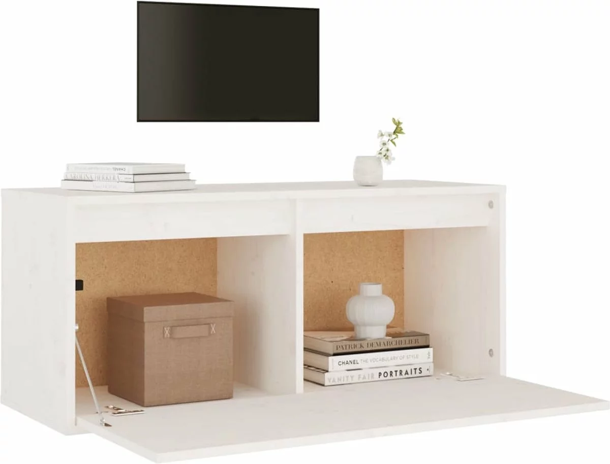 Furniture Limited - Wandkast 80x30x35 Cm Massief Grenenhout Wit 9 Furniture Limited - Wandkast 80x30x35 Cm Massief Grenenhout Wit - Afbeelding 7