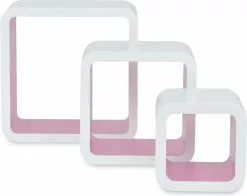 Furniture Limited - Wandplanken Kubus 6 St Wit En Roze -DECORATIE Winkel 1200x954