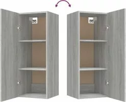 Furniture Limited - Wandkast 34,5x34x90 Cm Bewerkt Hout Grijs Sonoma Eikenkleurig -DECORATIE Winkel 1200x973