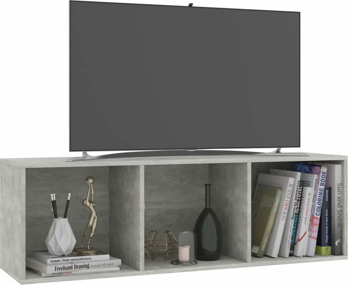 Furniture Limited - Boekenkast/tv-meubel 36x30x114 Cm Bewerkt Hout Betongrijs 7 Furniture Limited - Boekenkast/tv-meubel 36x30x114 Cm Bewerkt Hout Betongrijs - Afbeelding 5