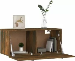 Furniture Limited - Wandkast 80x35x36,5 Cm Bewerkt Hout Gerookt Eikenkleurig -DECORATIE Winkel 1200x986