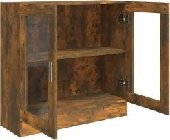 Furniture Limited - Vitrinekast 82,5x30,5x80 Cm Bewerkt Hout Gerookt Eikenkleurig -DECORATIE Winkel 1200x990 1