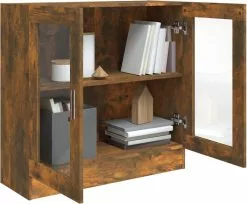 Furniture Limited - Vitrinekast 82,5x30,5x80 Cm Bewerkt Hout Gerookt Eikenkleurig -DECORATIE Winkel 1200x990