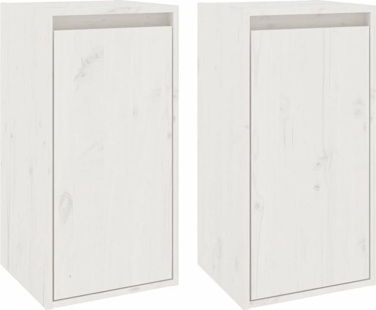 Furniture Limited - Wandkasten 2 St 30x30x60 Cm Massief Grenenhout Wit 11 Furniture Limited - Wandkasten 2 St 30x30x60 Cm Massief Grenenhout Wit - Afbeelding 9
