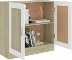 Furniture Limited - Boekenkast 82,5x30,5x80 Cm Spaanplaat Wit Sonoma Eikenkleurig -DECORATIE Winkel 1200x996