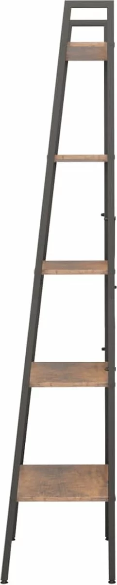 Furniture Limited - Ladderrek Met 5 Schappen 56x35x174 Cm Donkerbruin En Zwart 6 Furniture Limited - Ladderrek Met 5 Schappen 56x35x174 Cm Donkerbruin En Zwart - Afbeelding 4