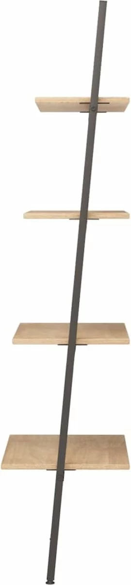 Furniture Limited - Ladderrek Met 4 Schappen 64x34x150,5 Cm Lichtbruin En Zwart 6 Furniture Limited - Ladderrek Met 4 Schappen 64x34x150,5 Cm Lichtbruin En Zwart - Afbeelding 4