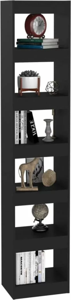 Furniture Limited - Boekenkast/kamerscherm 40x30x198 Cm Zwart -DECORATIE Winkel 285x1200
