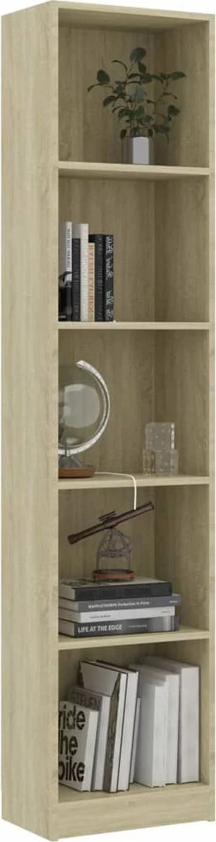 Furniture Limited - Boekenkast Met 5 Schappen 40x24x175 Cm Bewerkt Hout Sonoma Eik 9 Furniture Limited - Boekenkast Met 5 Schappen 40x24x175 Cm Bewerkt Hout Sonoma Eik - Afbeelding 7