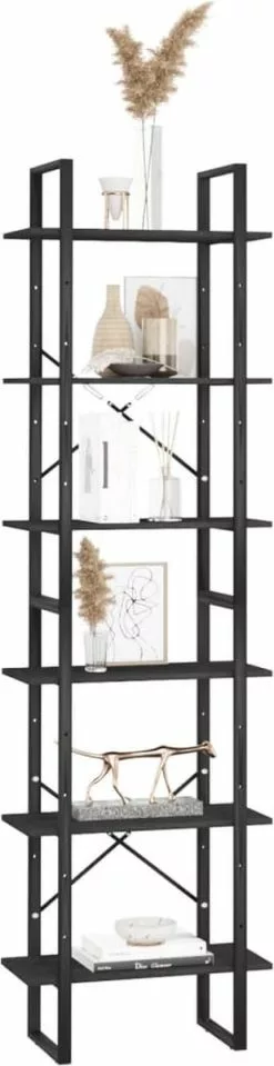 Furniture Limited - Opbergrek 60x30x210 Cm Massief Grenenhout Zwart -DECORATIE Winkel 309x1200