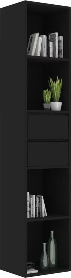 Furniture Limited - Boekenkast 36x30x171 Cm Spaanplaat Zwart -DECORATIE Winkel 310x1200