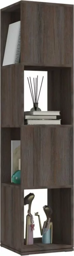 Furniture Limited - Draaikast 34,5x34,5x147,5 Cm Spaanplaat Grijs En Sonoma Eiken -DECORATIE Winkel 351x1200 1