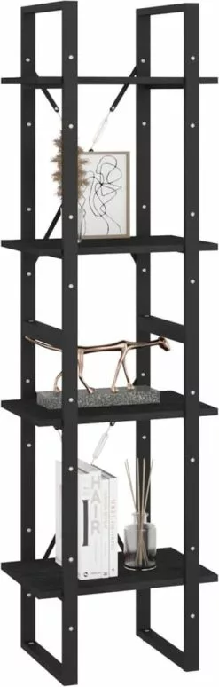 Furniture Limited - Boekenkast Met 4 Schappen 40x30x140 Cm Massief Grenenhout Zwart 14 Furniture Limited - Boekenkast Met 4 Schappen 40x30x140 Cm Massief Grenenhout Zwart -DECORATIE Winkel 383x1200 2