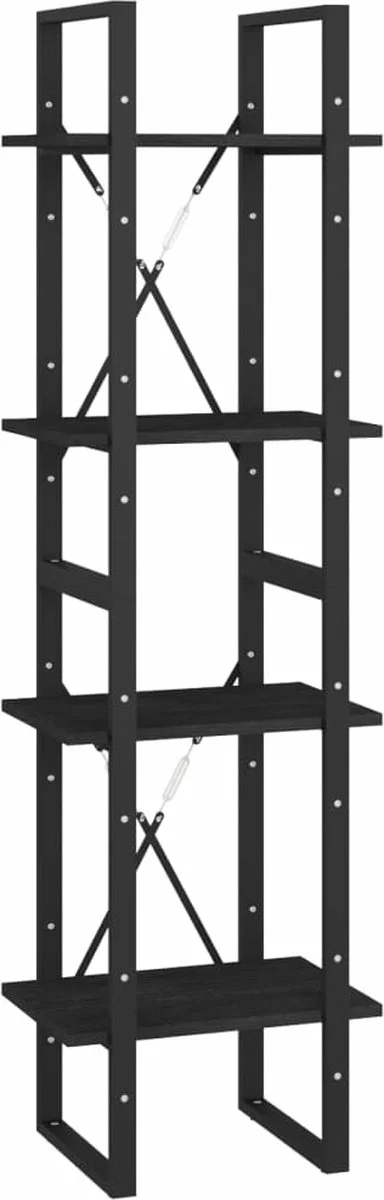 Furniture Limited - Boekenkast Met 4 Schappen 40x30x140 Cm Massief Grenenhout Zwart 3 Furniture Limited - Boekenkast Met 4 Schappen 40x30x140 Cm Massief Grenenhout Zwart