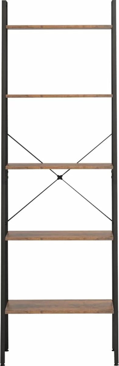 Furniture Limited - Ladderrek Met 5 Schappen 56x35x174 Cm Donkerbruin En Zwart 7 Furniture Limited - Ladderrek Met 5 Schappen 56x35x174 Cm Donkerbruin En Zwart - Afbeelding 5