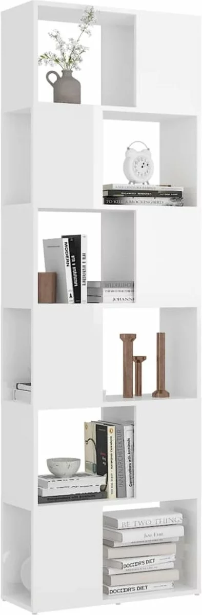 Furniture Limited - Boekenkast/kamerscherm 60x24x186 Cm Hoogglans Wit 8 Furniture Limited - Boekenkast/kamerscherm 60x24x186 Cm Hoogglans Wit - Afbeelding 6