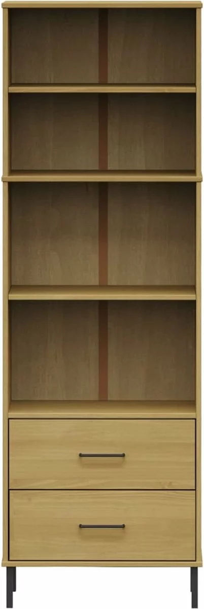 Furniture Limited - Boekenkast Met 2 Lades OSLO 60x35x180 Cm Massief Hout Bruin 6 Furniture Limited - Boekenkast Met 2 Lades OSLO 60x35x180 Cm Massief Hout Bruin - Afbeelding 4