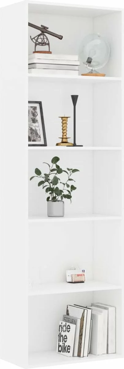 Furniture Limited - Boekenkast Met 5 Schappen 60x30x189 Cm Bewerkt Hout Wit 4 Furniture Limited - Boekenkast Met 5 Schappen 60x30x189 Cm Bewerkt Hout Wit - Afbeelding 2