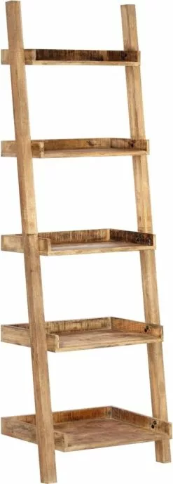 Furniture Limited - Ladderkast 75x37x205 Cm Massief Mangohout Bruin -DECORATIE Winkel 430x1200