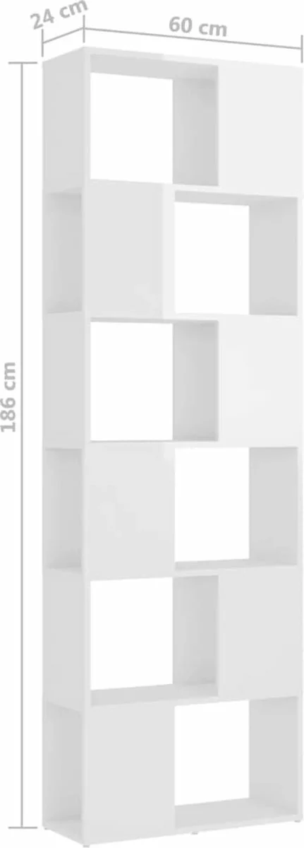 Furniture Limited - Boekenkast/kamerscherm 60x24x186 Cm Hoogglans Wit 9 Furniture Limited - Boekenkast/kamerscherm 60x24x186 Cm Hoogglans Wit - Afbeelding 7