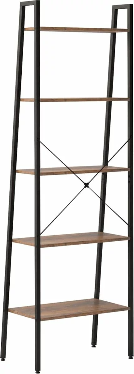 Furniture Limited - Ladderrek Met 5 Schappen 56x35x174 Cm Donkerbruin En Zwart 9 Furniture Limited - Ladderrek Met 5 Schappen 56x35x174 Cm Donkerbruin En Zwart - Afbeelding 7