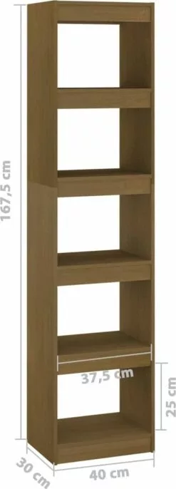 Furniture Limited - Boekenkast/kamerscherm 40x30x167,5 Cm Grenenhout Honingbruin -DECORATIE Winkel 432x1200