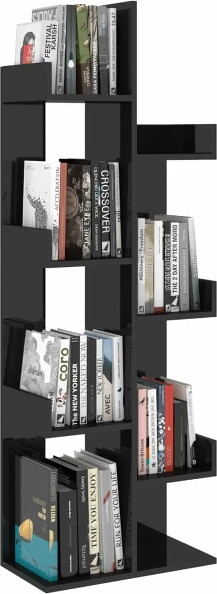 Furniture Limited - Boekenkast 48x25,5x140 Cm Spaanplaat Hoogglans Zwart 8 Furniture Limited - Boekenkast 48x25,5x140 Cm Spaanplaat Hoogglans Zwart - Afbeelding 6