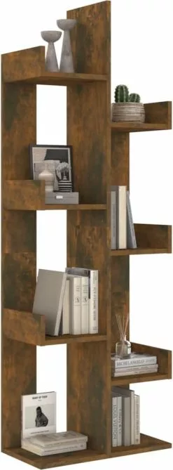 Furniture Limited - Boekenkast 48x25,5x140 Cm Bewerkt Hout Gerookt Eikenkleurig -DECORATIE Winkel 443x1200