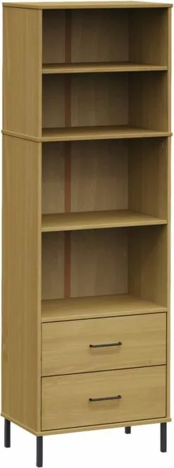 Furniture Limited - Boekenkast Met 2 Lades OSLO 60x35x180 Cm Massief Hout Bruin 19 Furniture Limited - Boekenkast Met 2 Lades OSLO 60x35x180 Cm Massief Hout Bruin -DECORATIE Winkel 447x1200